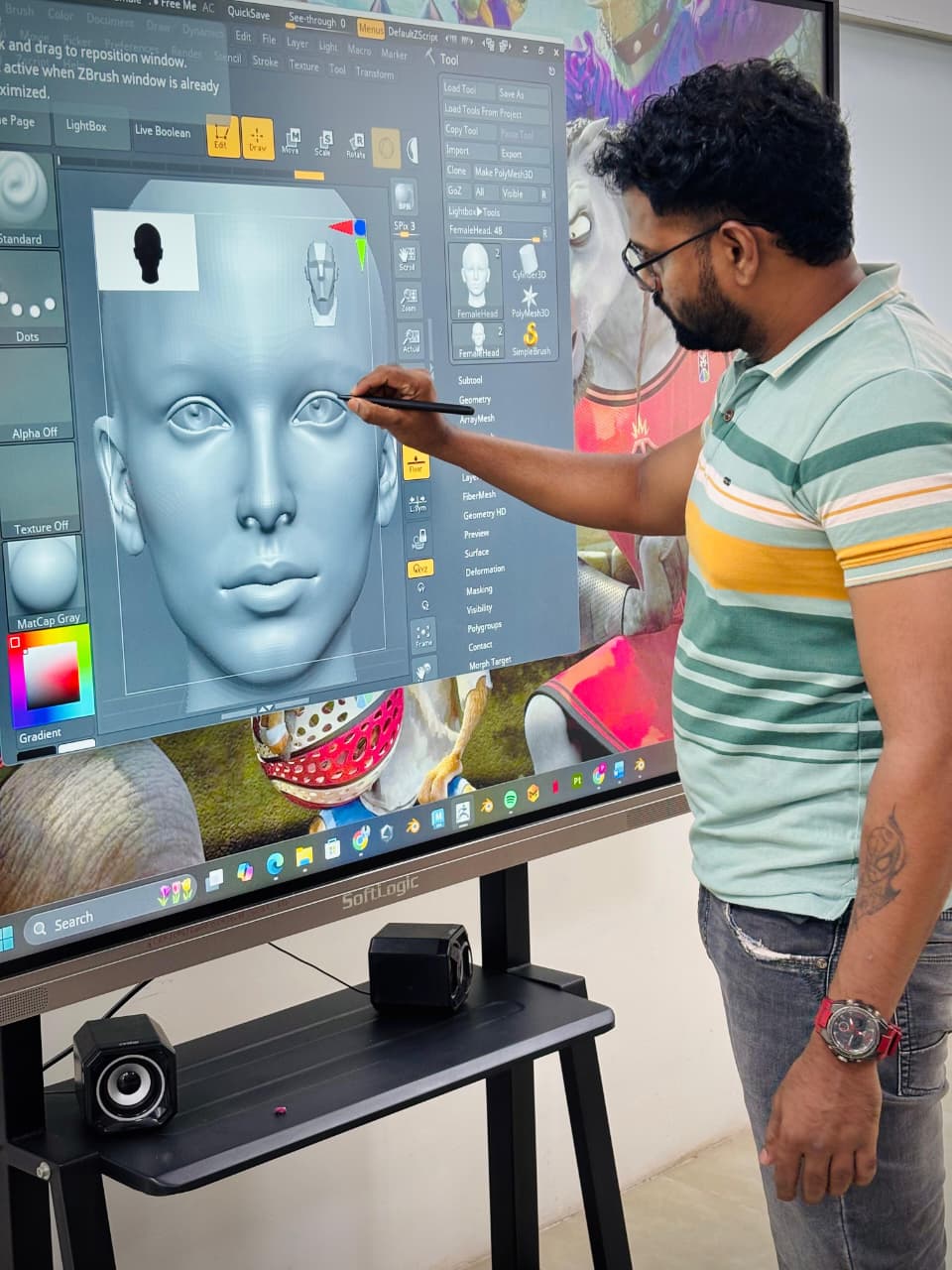 Faculty demonstrating digital sculpting tools